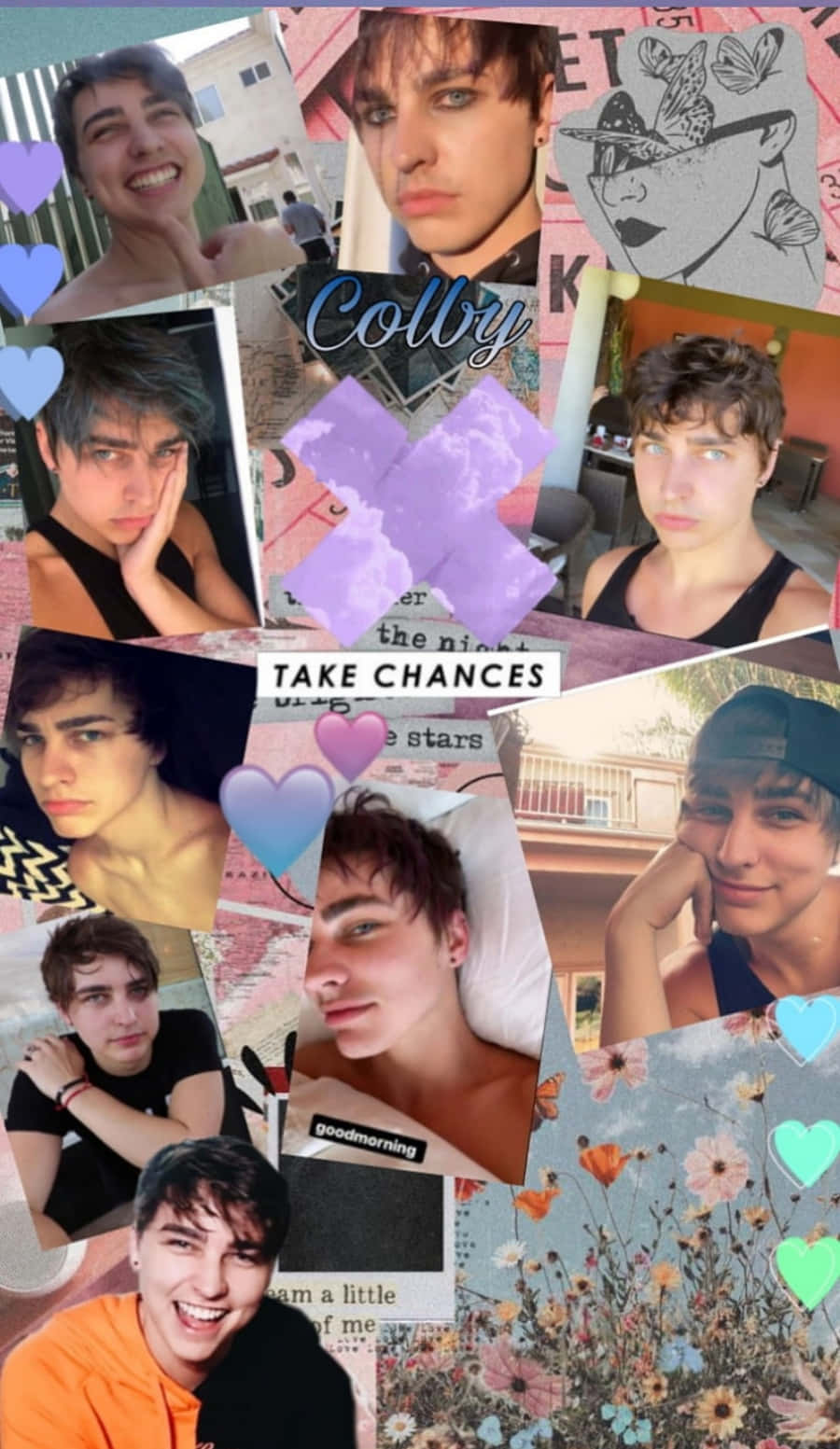Collage Of Pictures Of A Boy With A Heart Wallpaper