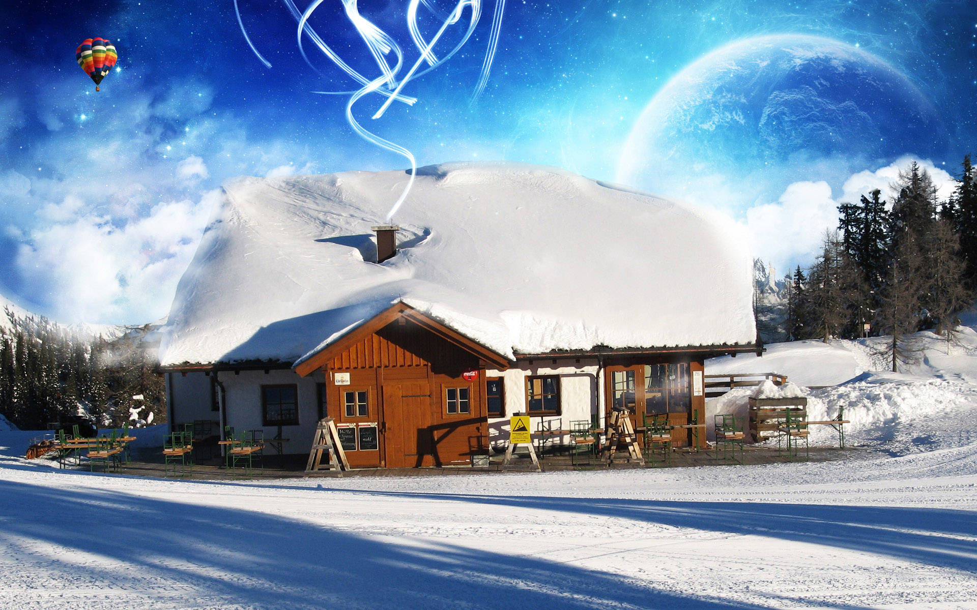 Caption: Cozy Winter Cabin - Home Sweet Home Wallpaper