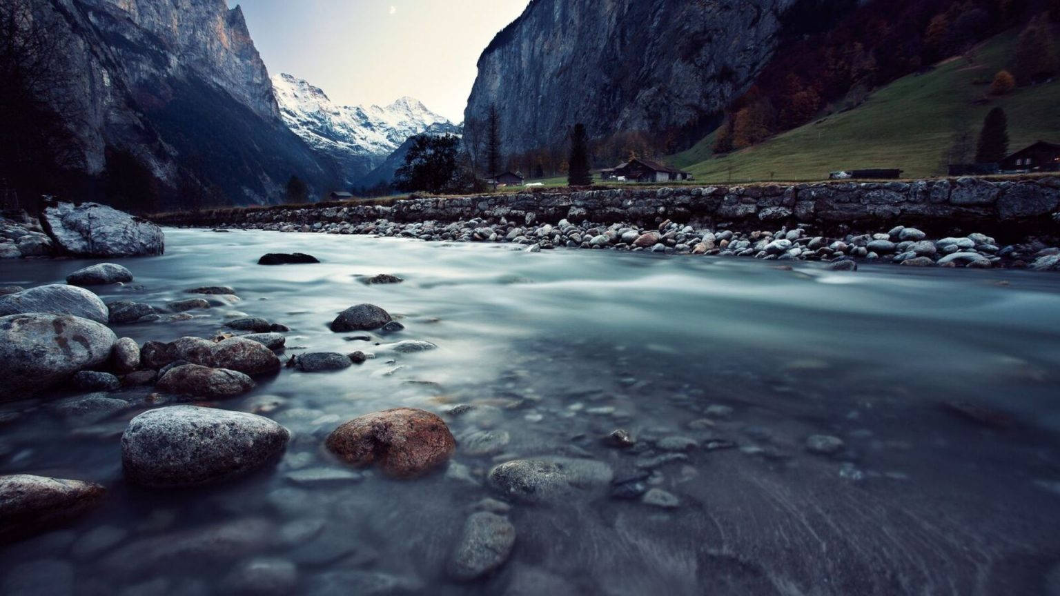 Cold Mountain River Hd Landscape Desktop Background