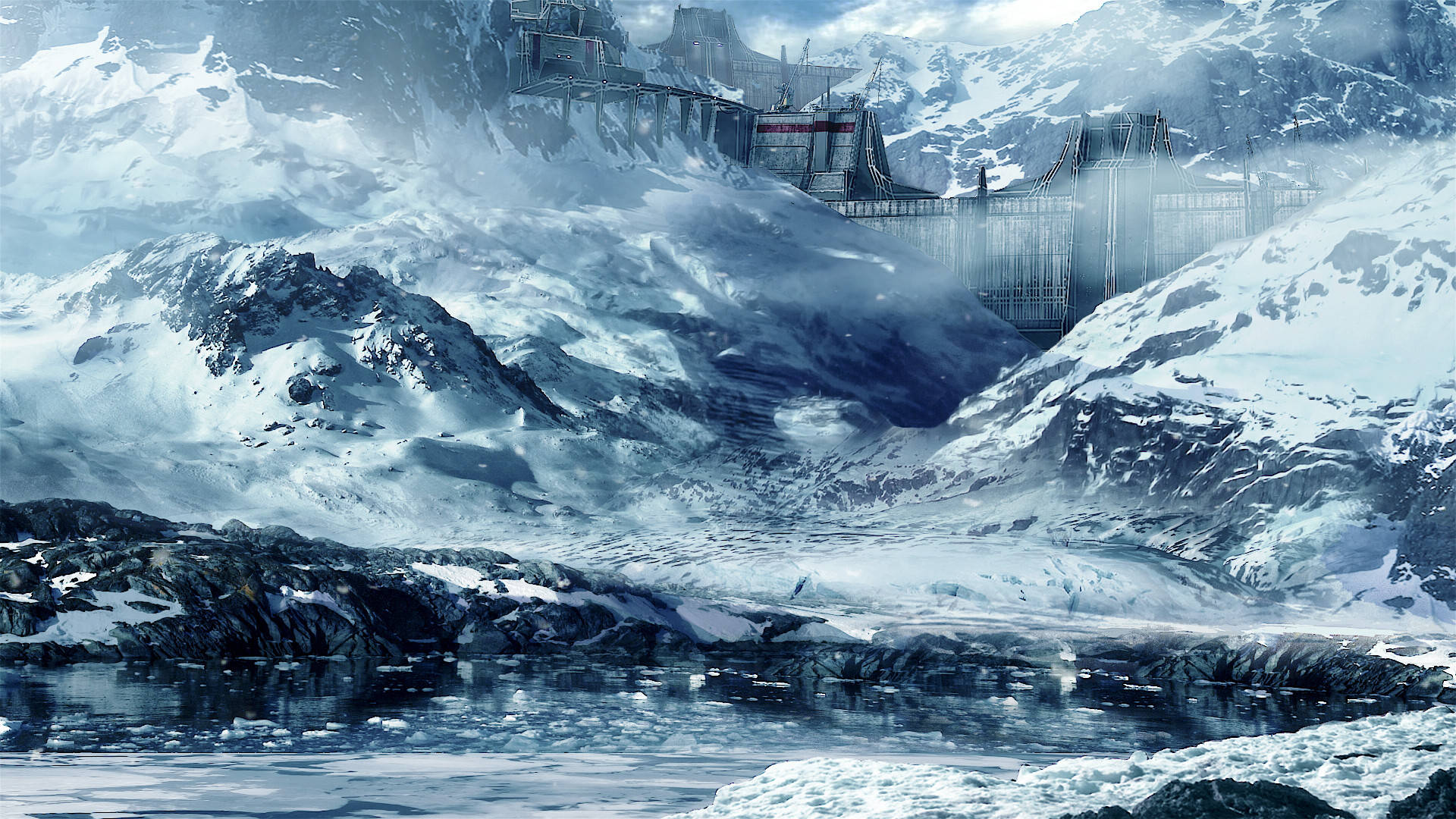 Cold Snowy Mountain Castle Wallpaper