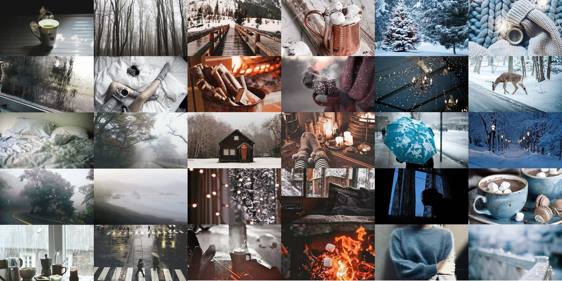 Cold Weather Aesthetic Collage Laptop Wallpaper