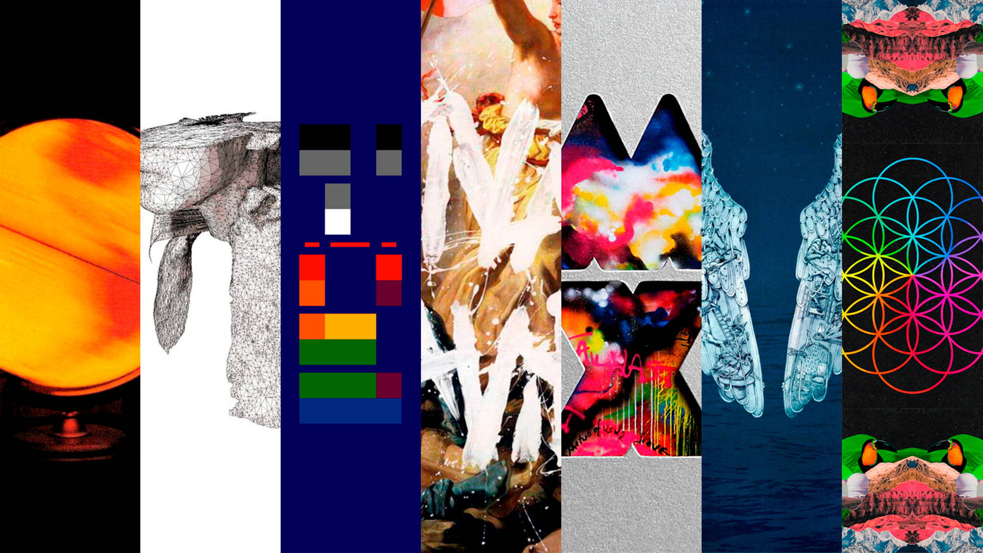 Coldplay Album Covers Collage Background