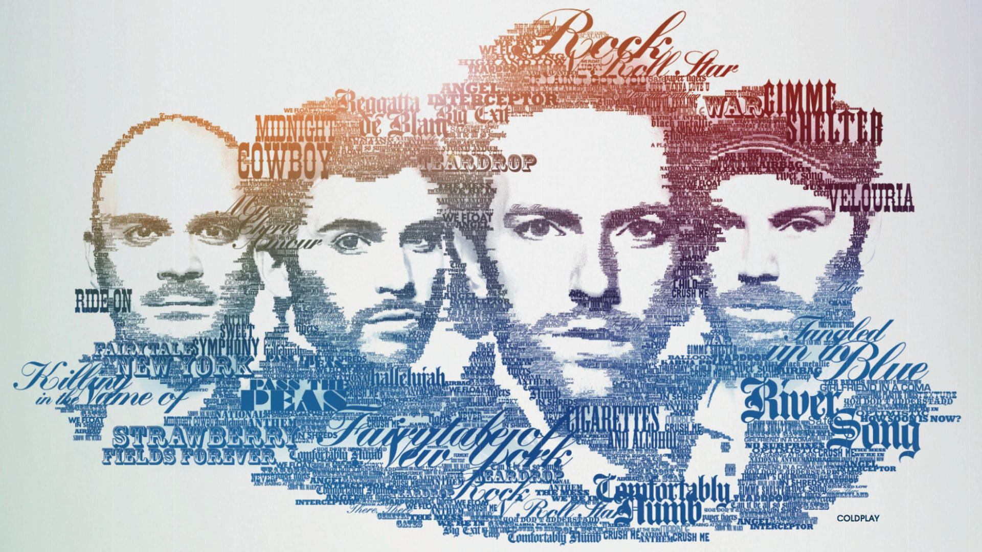 Coldplay Members Word Art Background