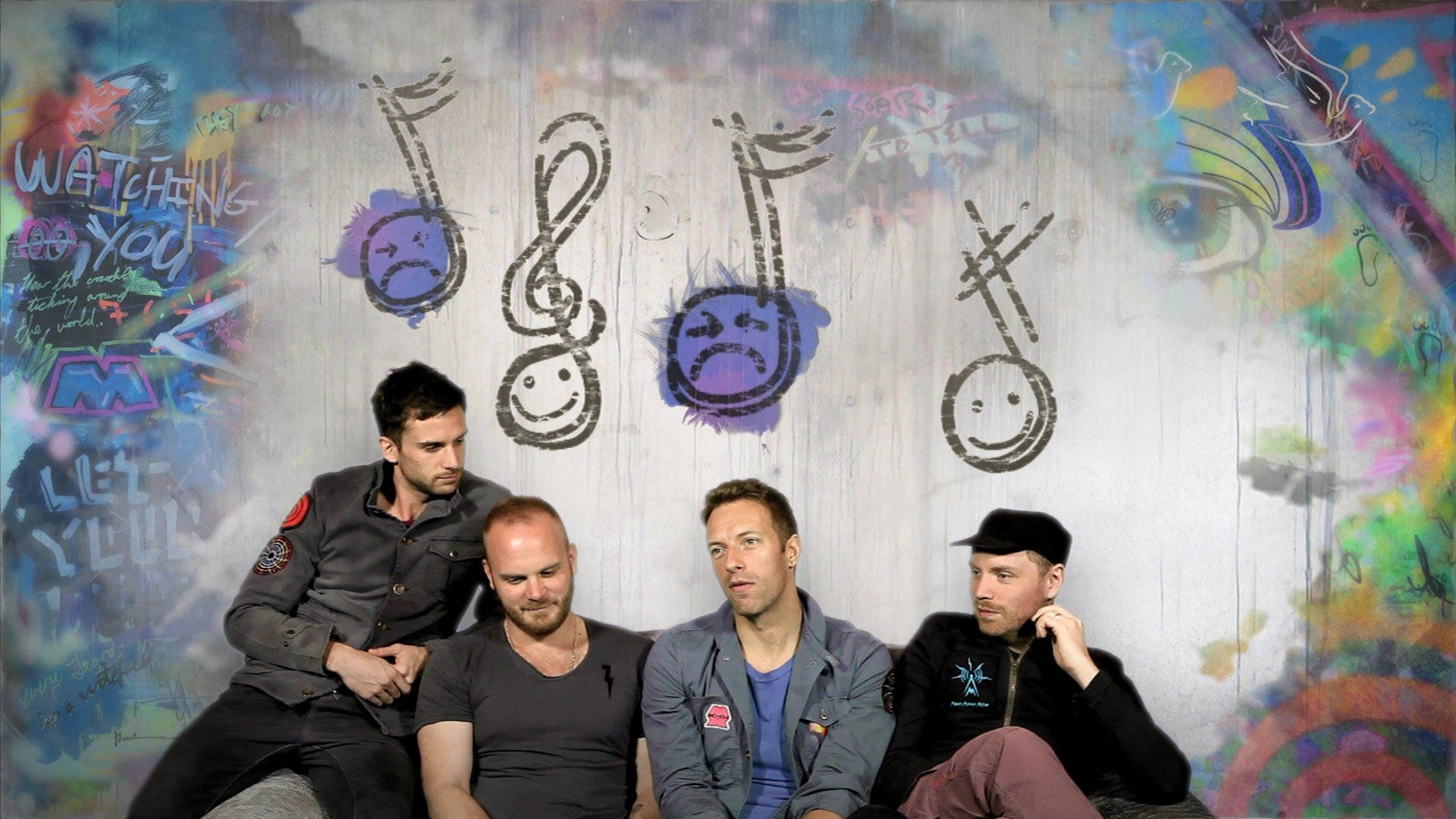 Coldplay Musical Note Graffiti Background