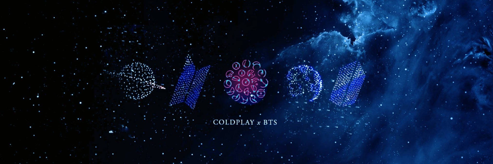 Coldplay Og Bts Med Stjerner Twitter Header Wallpaper