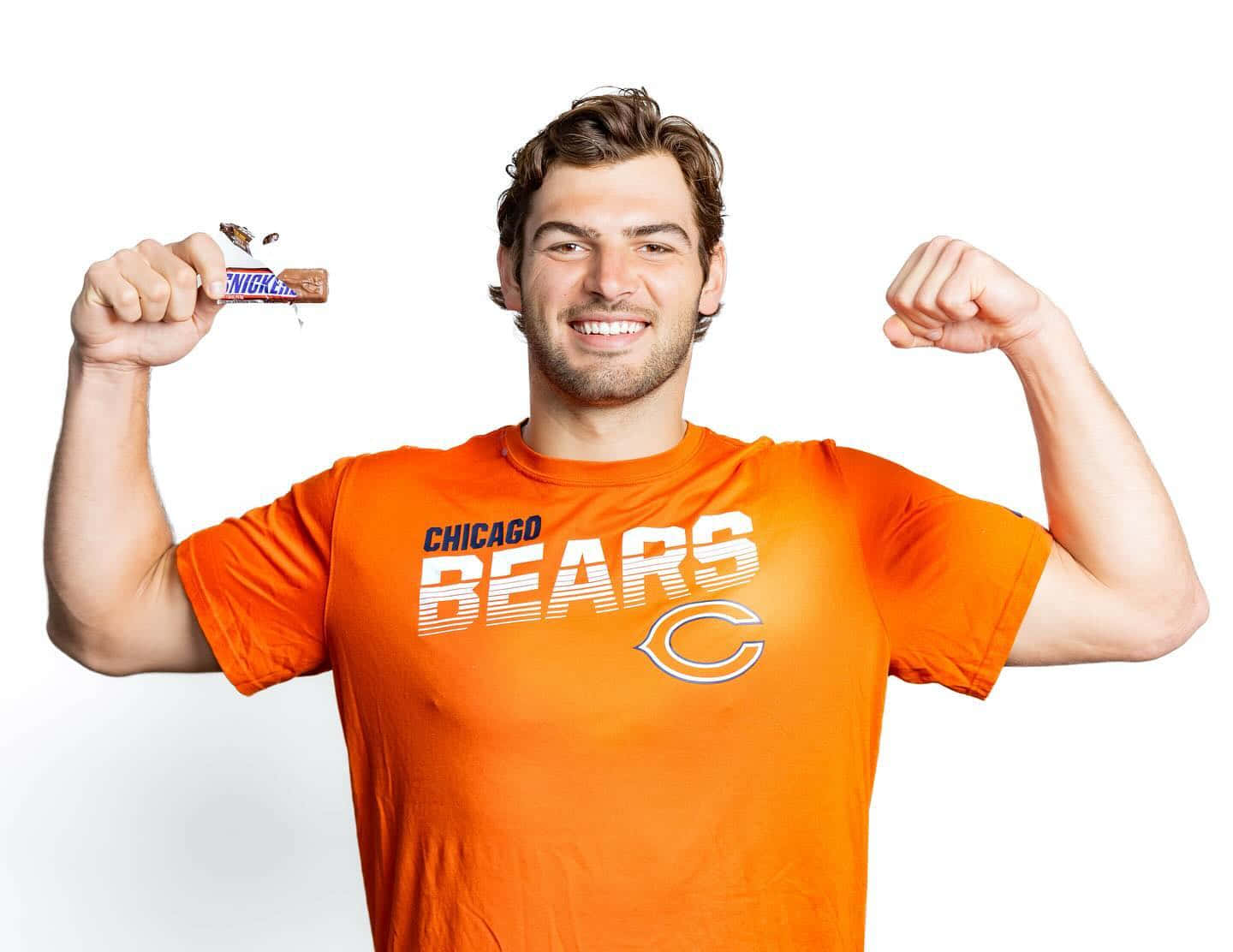Cole Kmet Chicago Bears Snickers Promotion Wallpaper