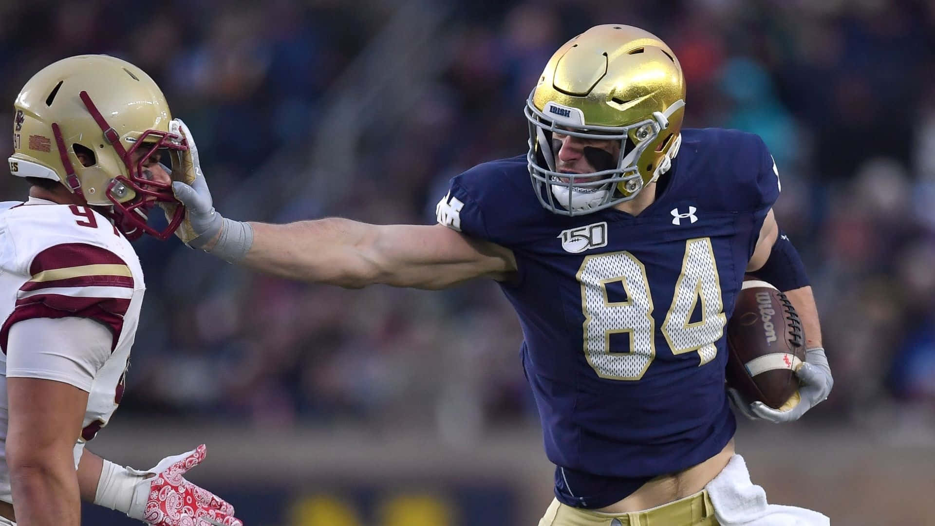 Cole Kmet Notre Dame Football Action Wallpaper