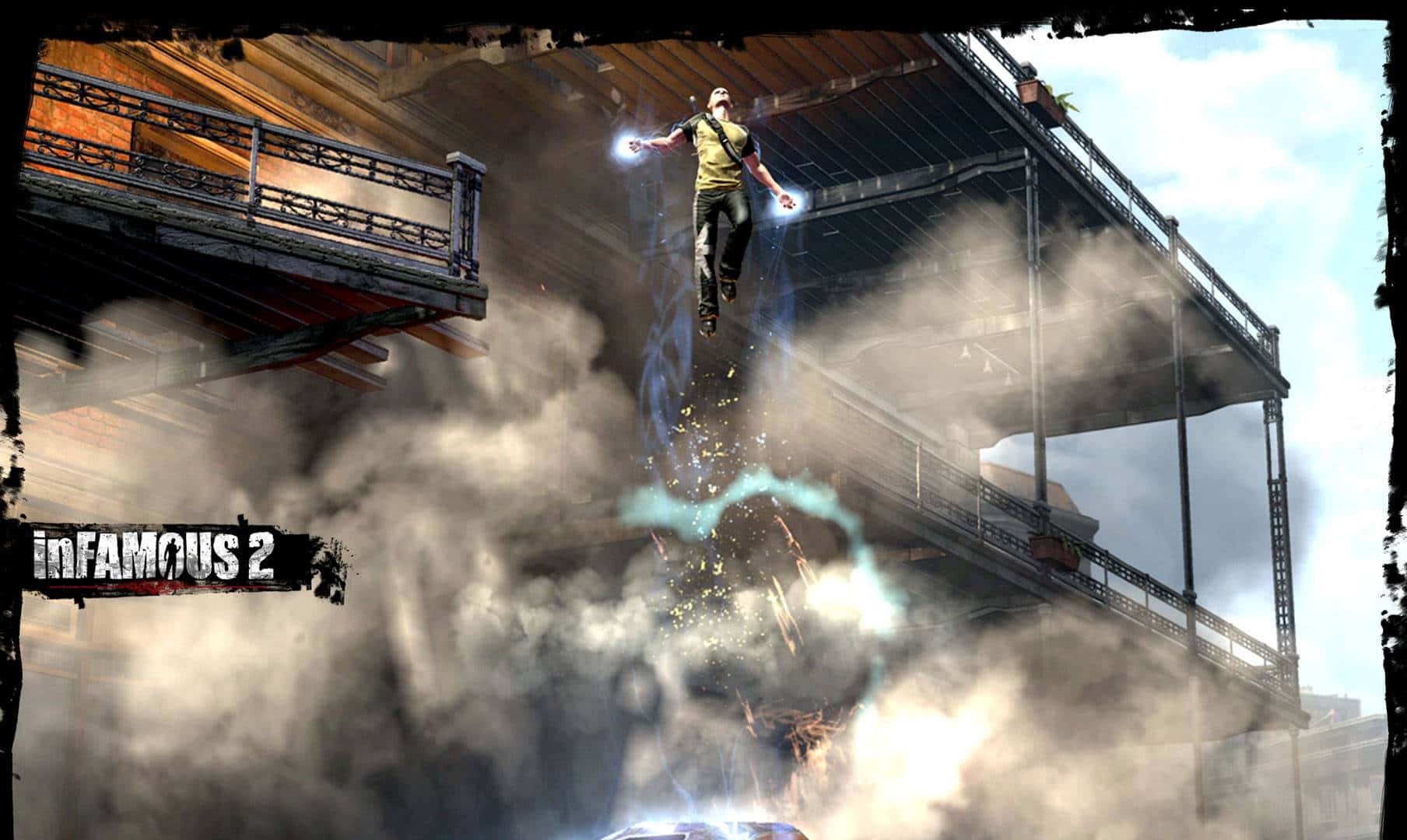Cole Macgrath Flying In Infamous Game Wallpaper