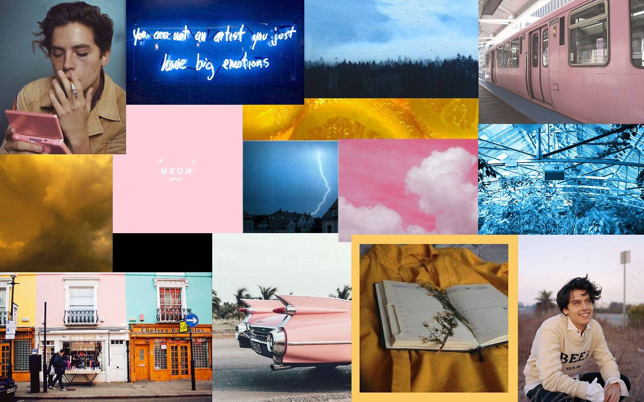 Cole Sprouse Aesthetic Collage Laptop Wallpaper