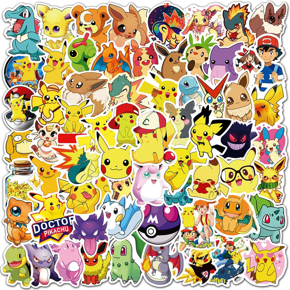 Colecciónde Pegatinas De Pokémon Vibrantes Y Coloridas. Fondo de pantalla