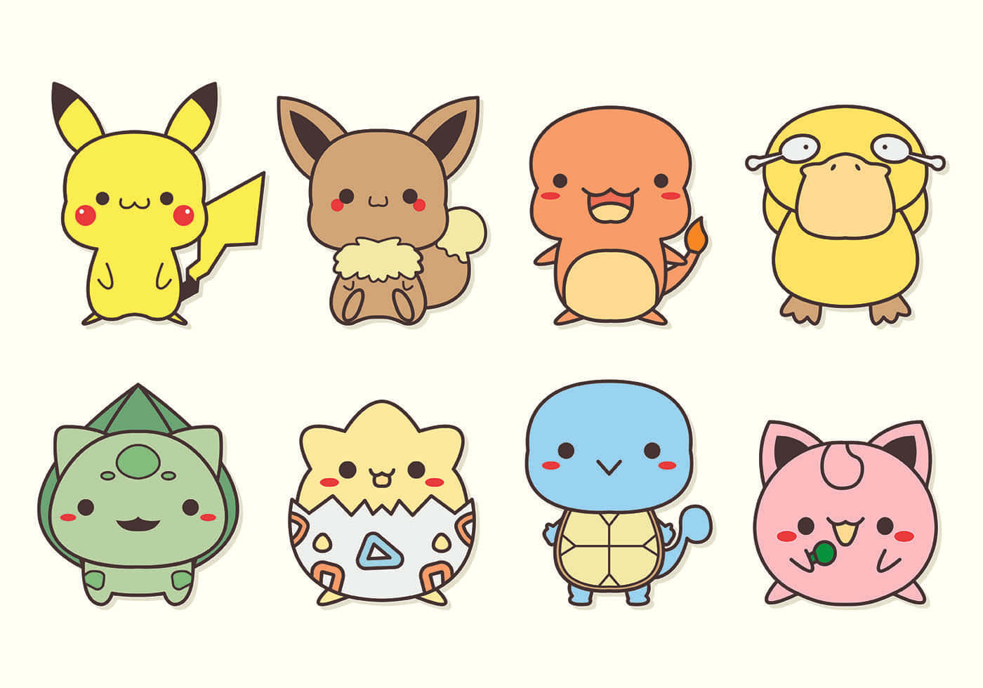 Colecciónde Pegatinas Vibrantes De Pokémon. Fondo de pantalla