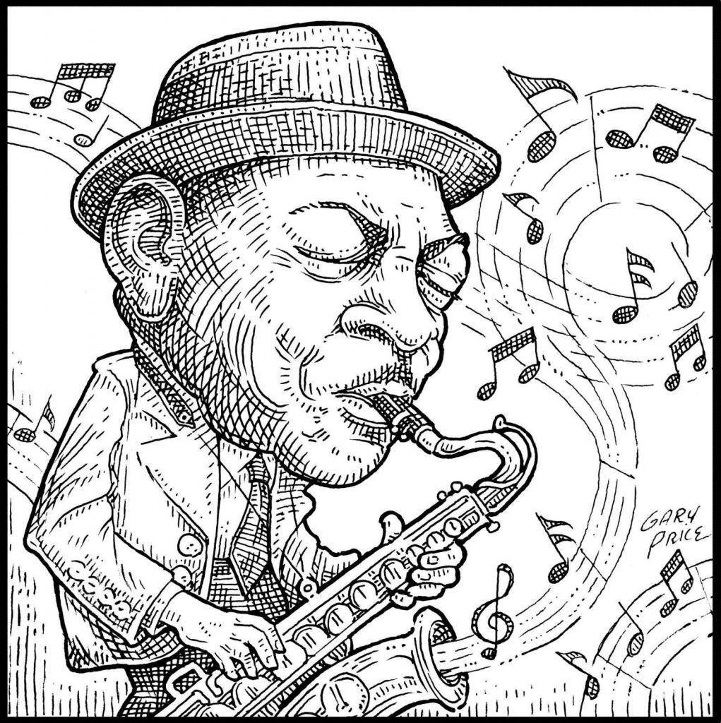 Coleman Hawkins spiller saxofon skitse Wallpaper