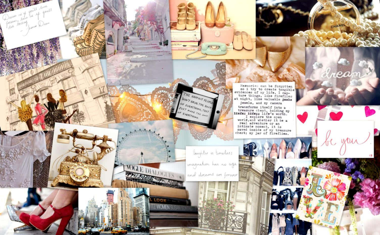 Collage Of Pictures And Notes About Fashion Wallpaper