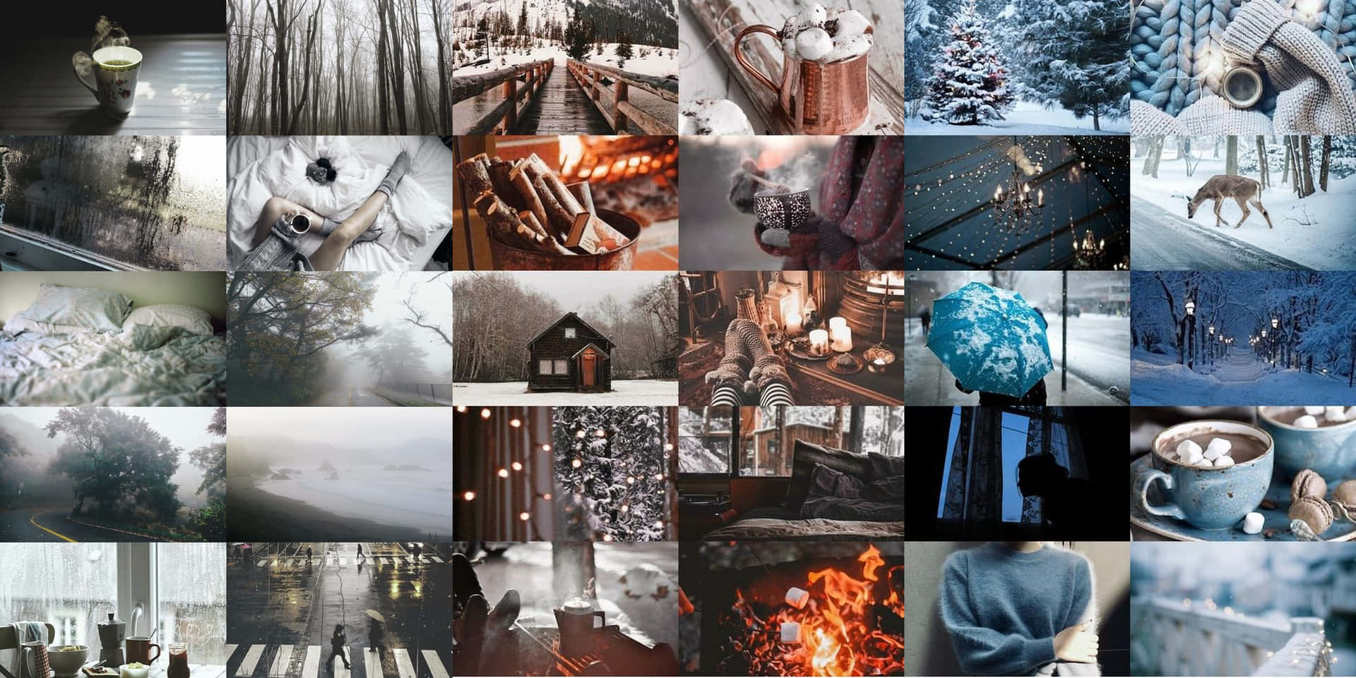 Winter Collage Aesthetic Desktop Wallpaper