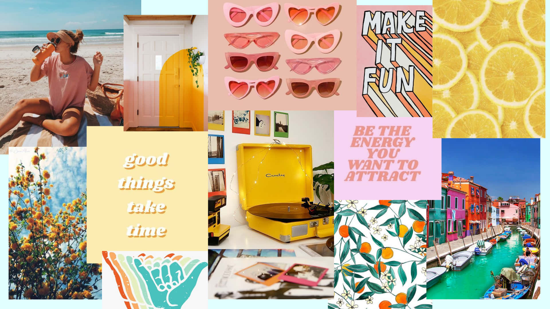Sunny Collage Aesthetic Desktop Wallpaper