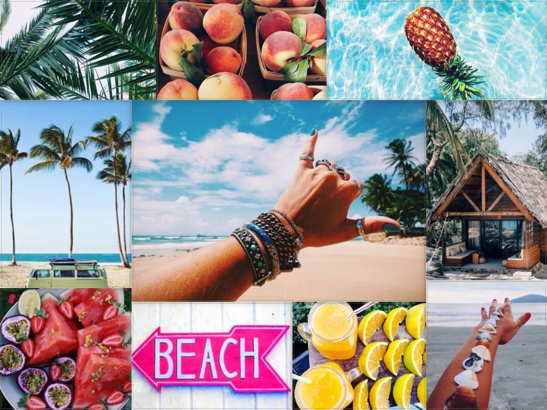 Collage Aesthetic Tropical Summer Laptop Wallpaper