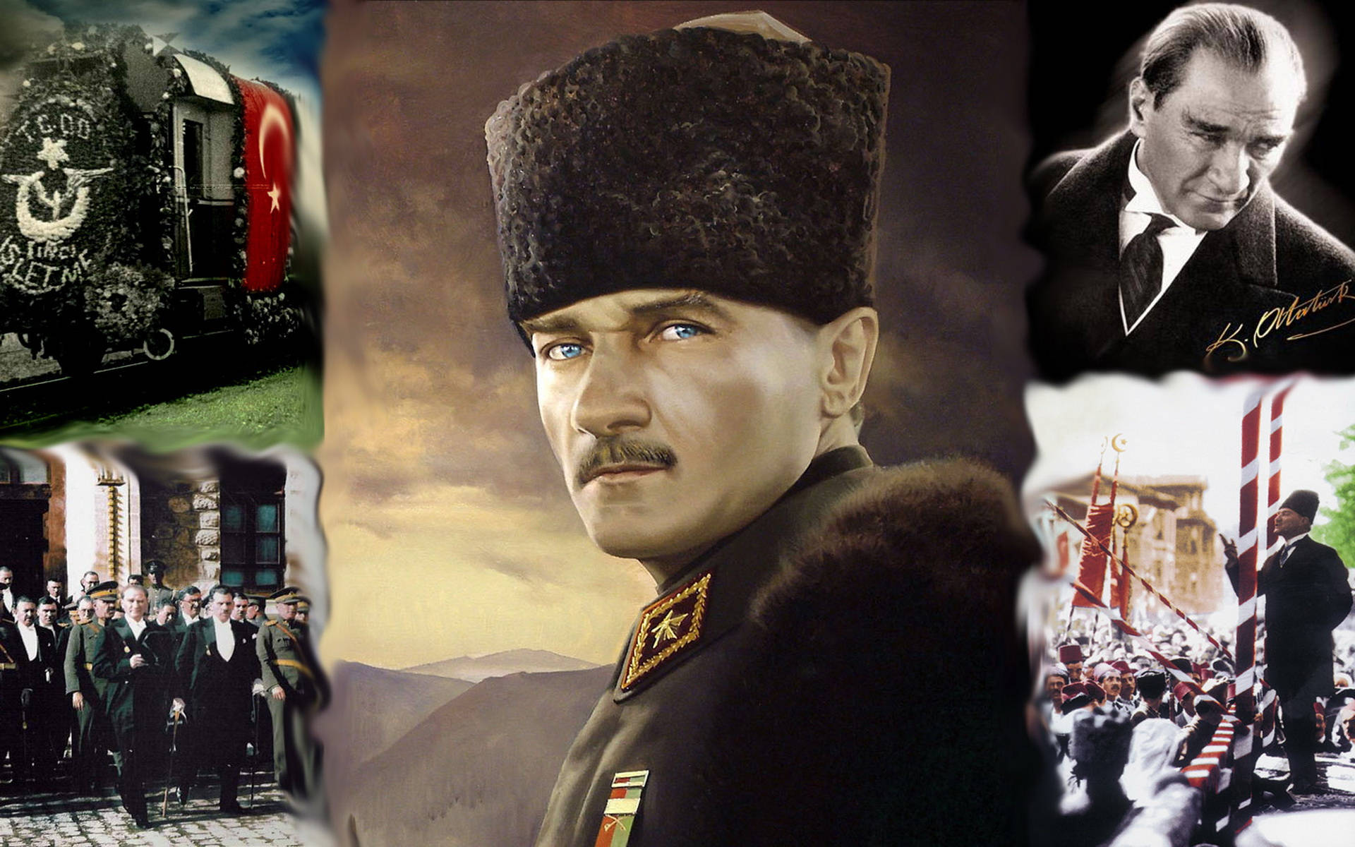 Collage Af Mustafa Kemal Atatürk Wallpaper