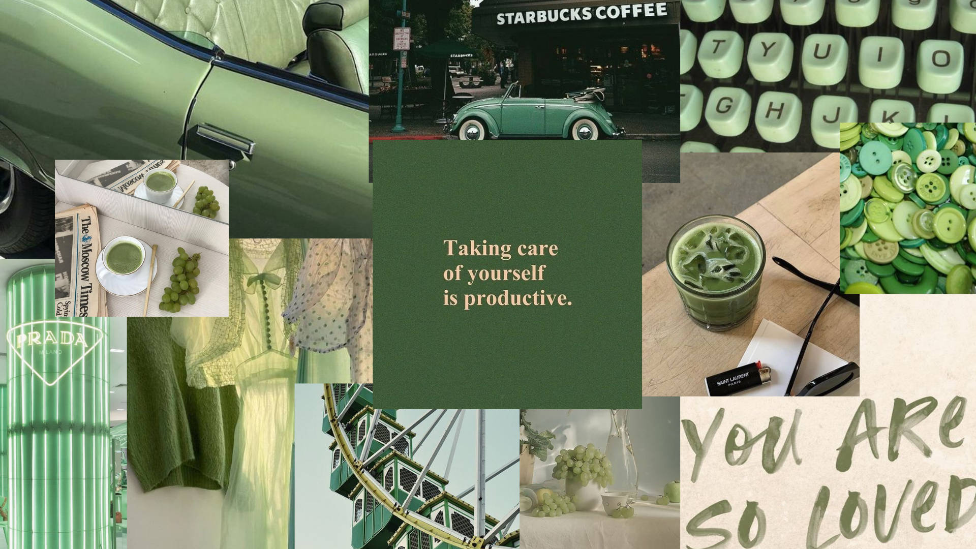 Collage For Matcha Lover Aesthetic Computer Wallpaper
