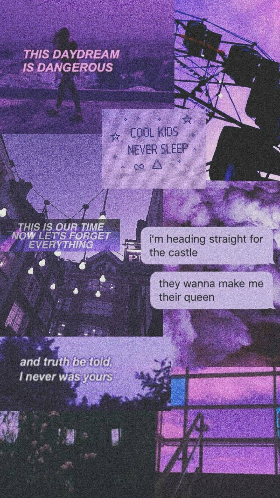 Collage In Purple Aesthetic Iphone Theme Background