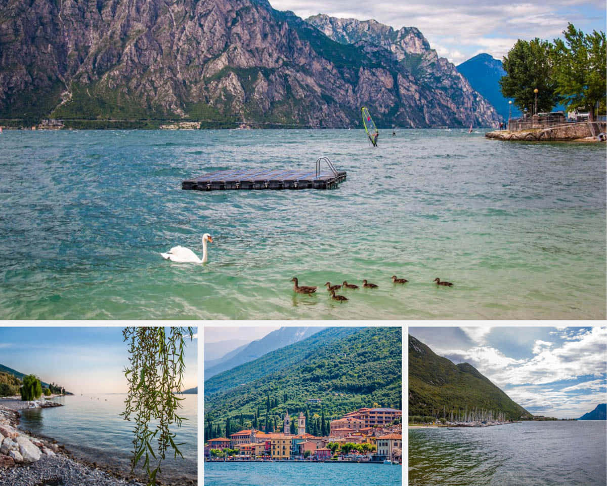 Collage Lake Of Lago Di Garda Wallpaper