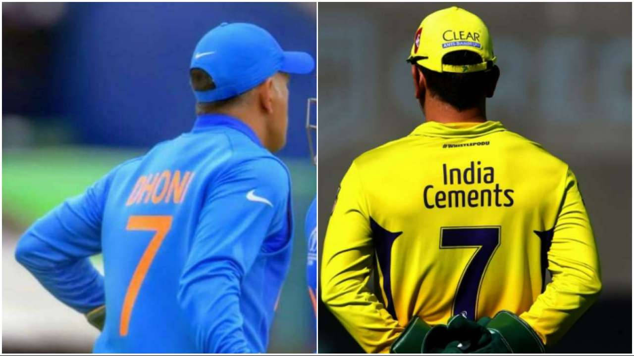 Collage Of Dhoni 7 Jerseys Wallpaper