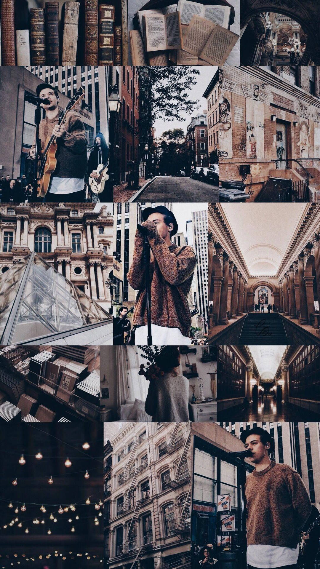 Collage Of Harry Styles Aesthetic Design Wallpaper