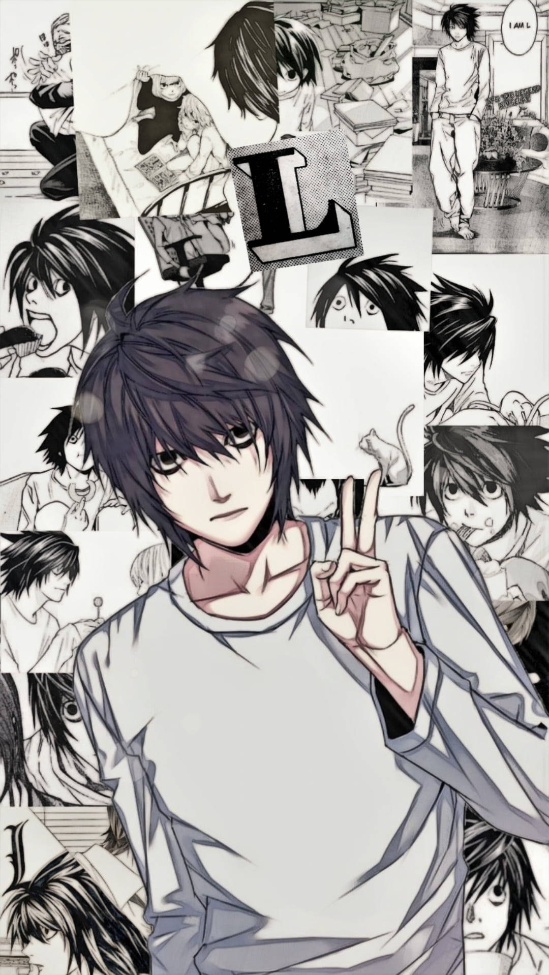 Collage Of L In Death Note Phone Wallpaper