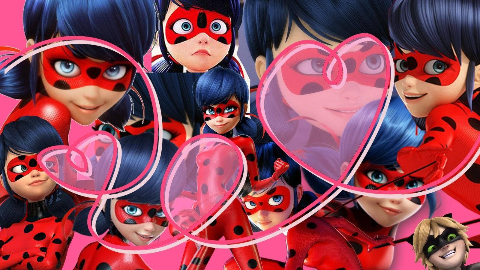 Collage Of Marinette As Ladybug Miraculous Wallpaper