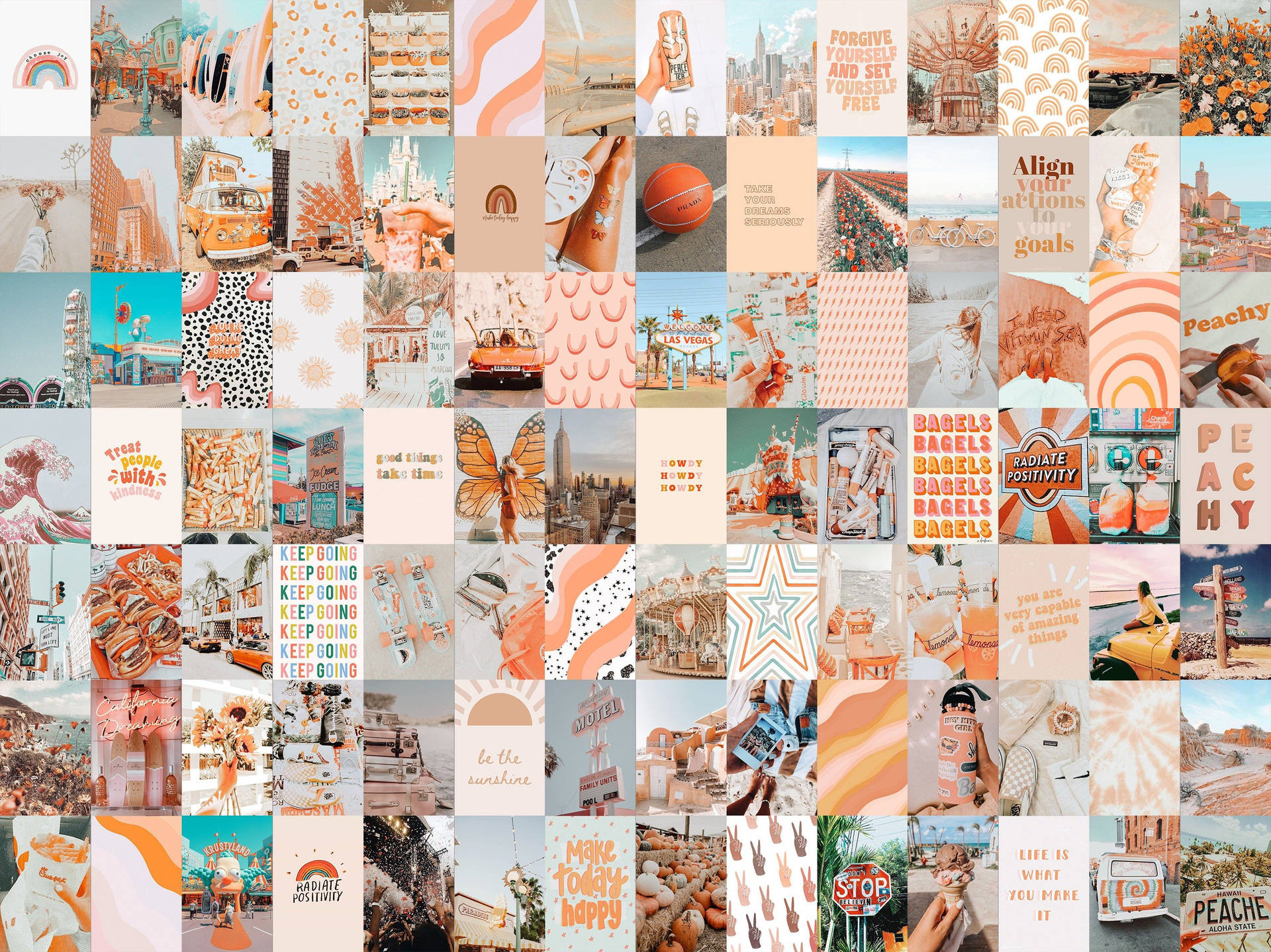 Collage af fersken æstetiske billeder Wallpaper