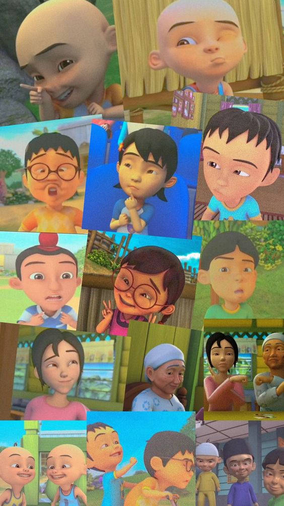 Collage Of Upin Ipin Characters Background
