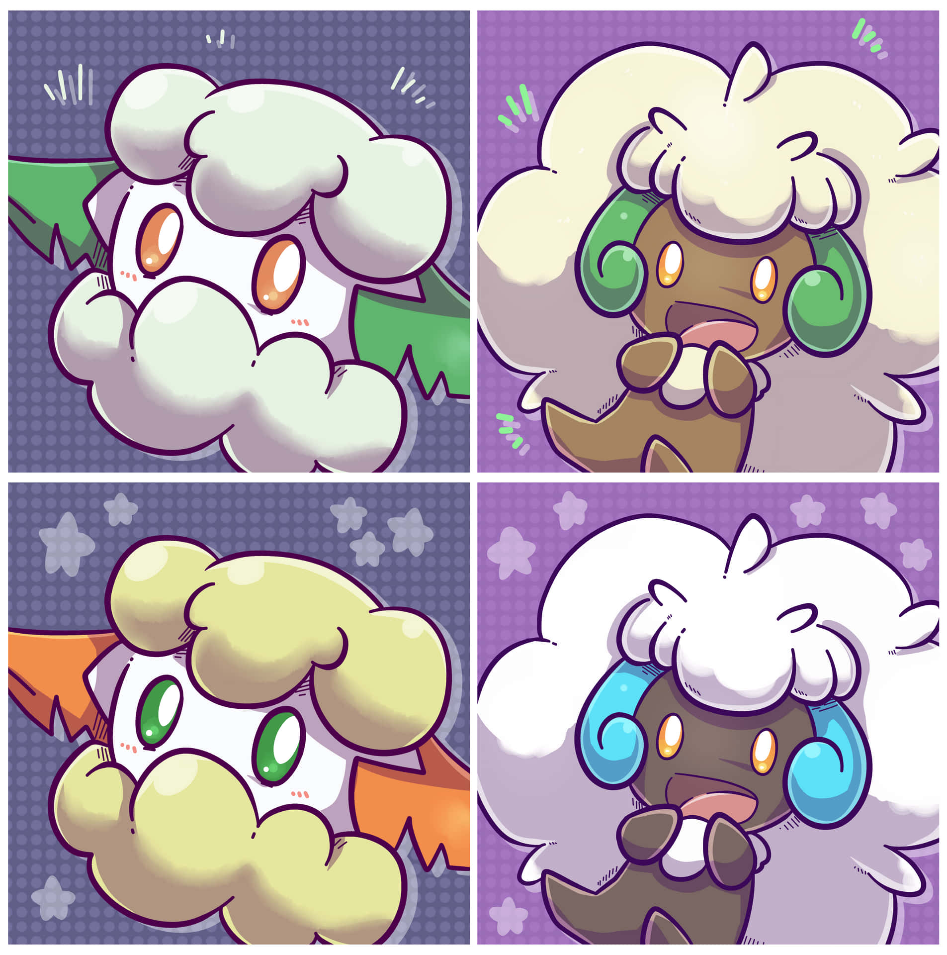 Collage Of Whimsicott And Cottonee Wallpaper