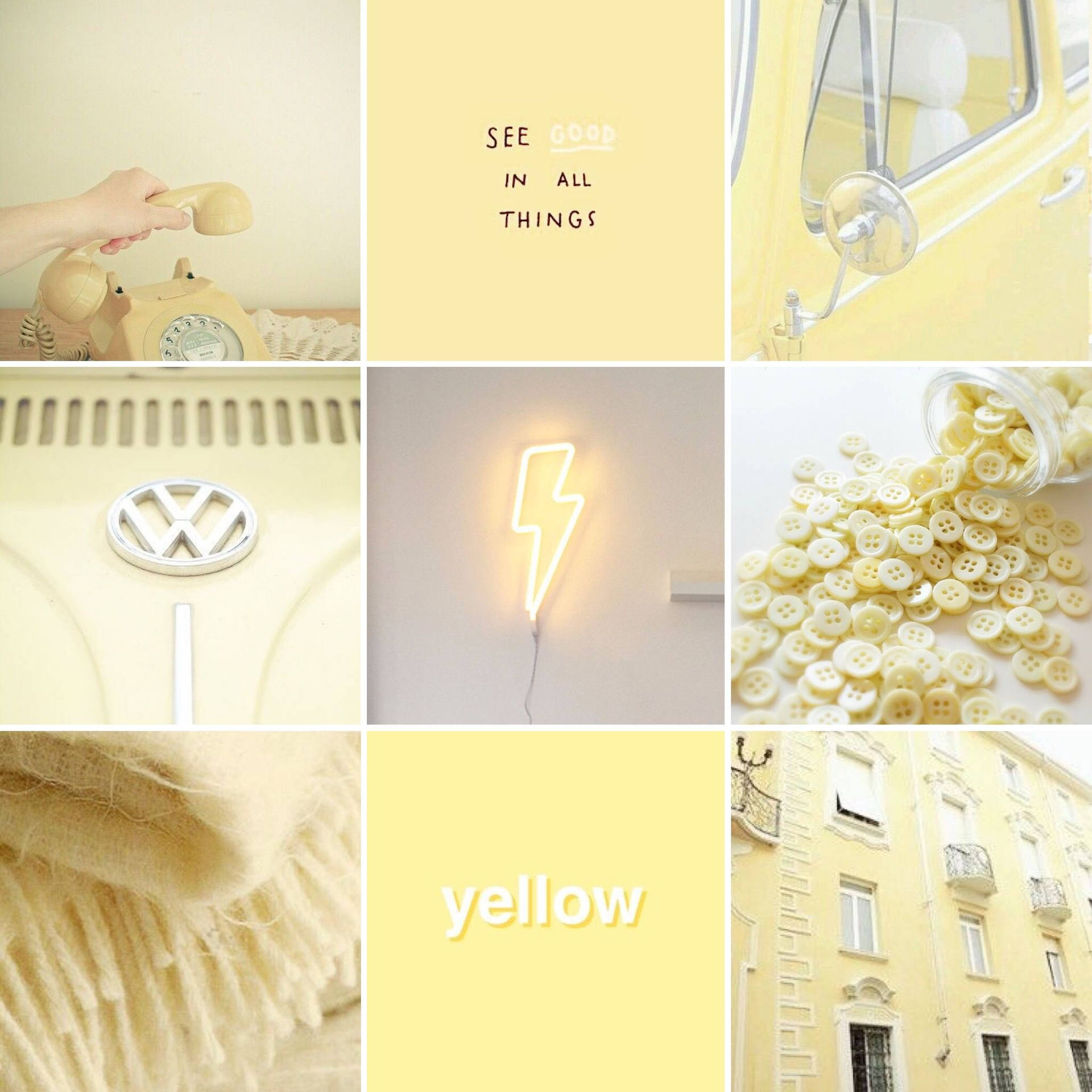 Collage Pastel Yellow Aesthetic Wallpaper