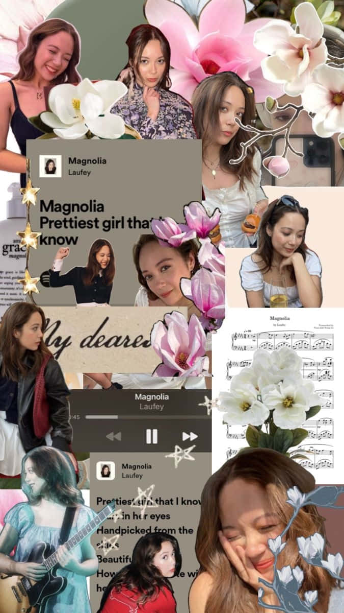 Collageof Womanand Magnolias Wallpaper