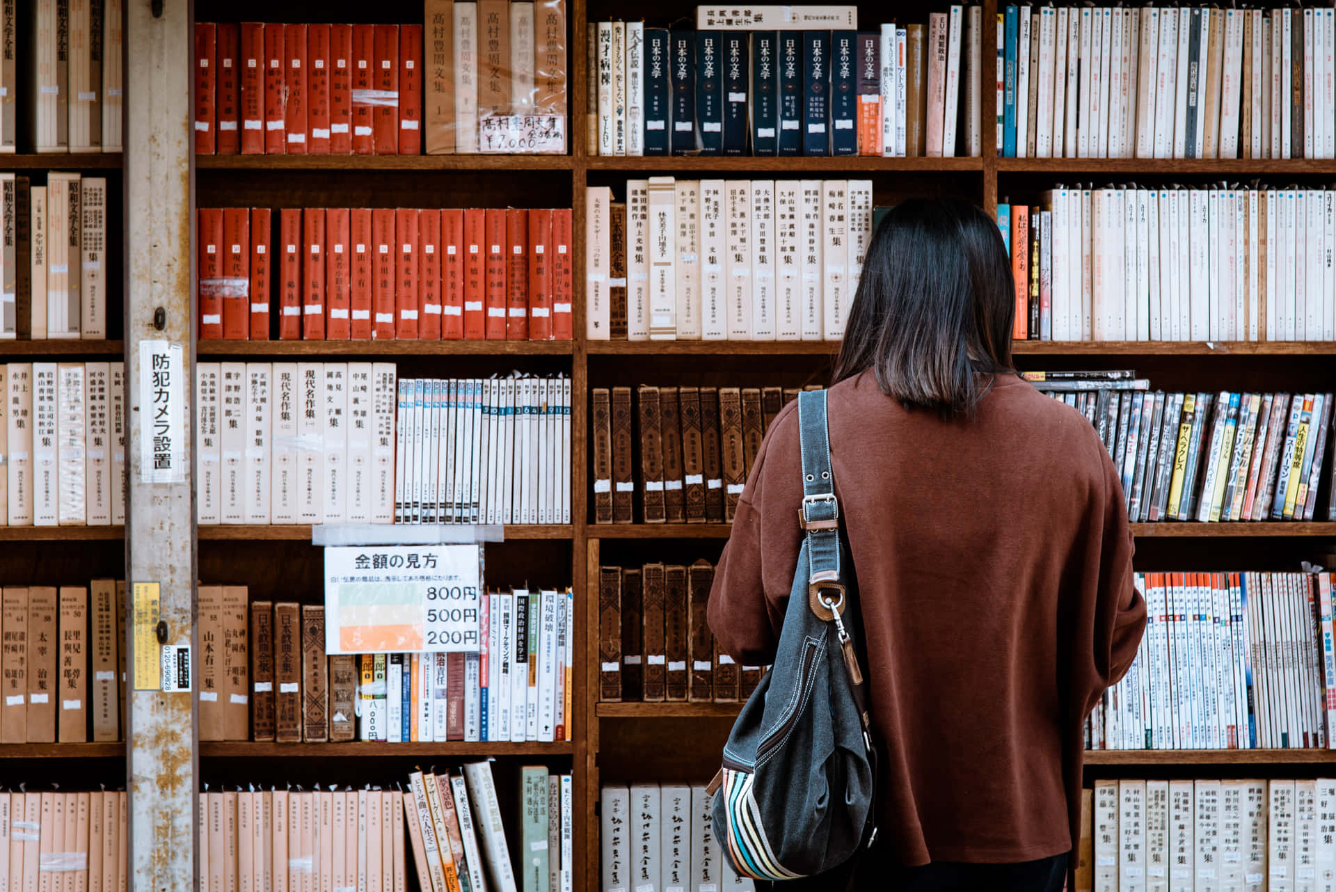 Einefrau, Die In Einem Buchladen Bücher Ansieht