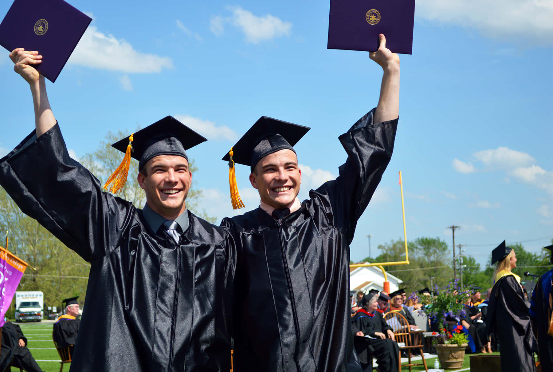 To mænds college graduated billed