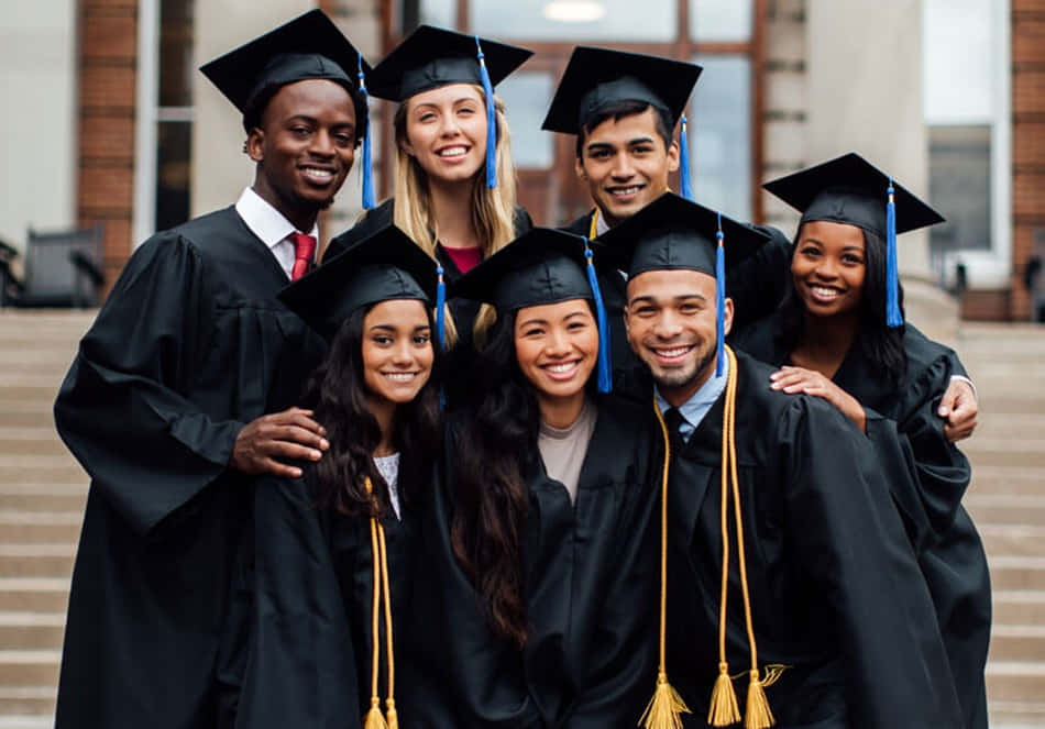 Seven Students College Graduation Picture