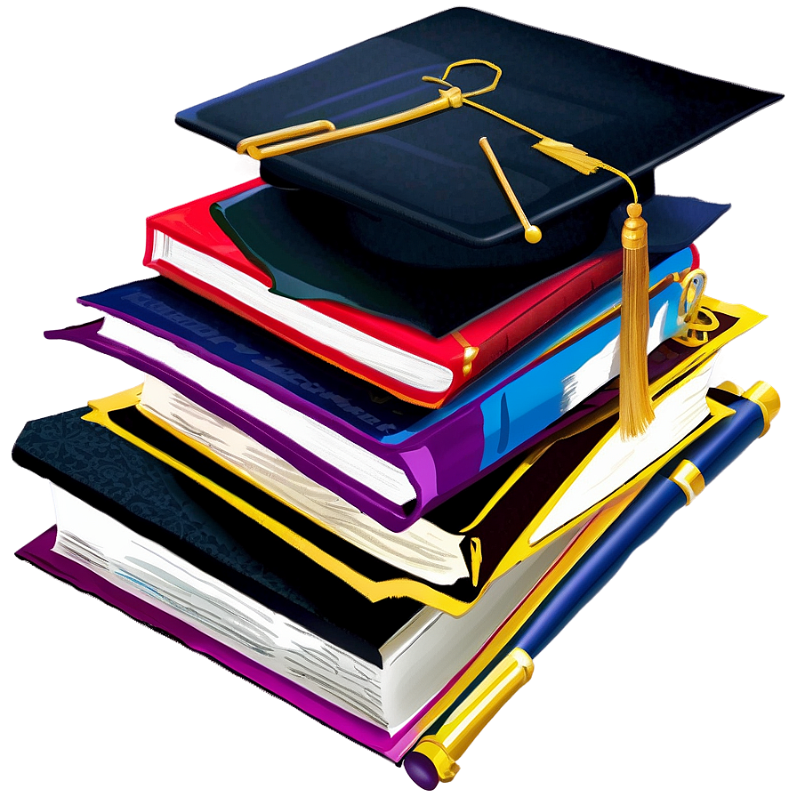 College Textbook Stack Png 05242024 PNG