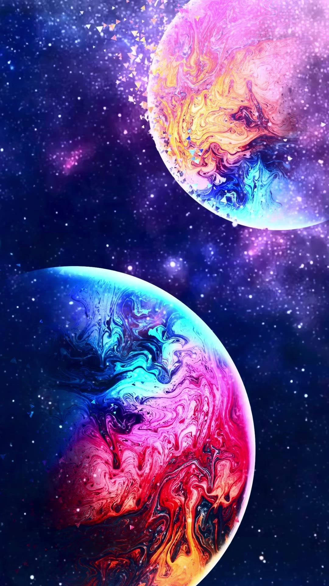 Download Colliding Planets In Cute Galaxy Wallpaper 
