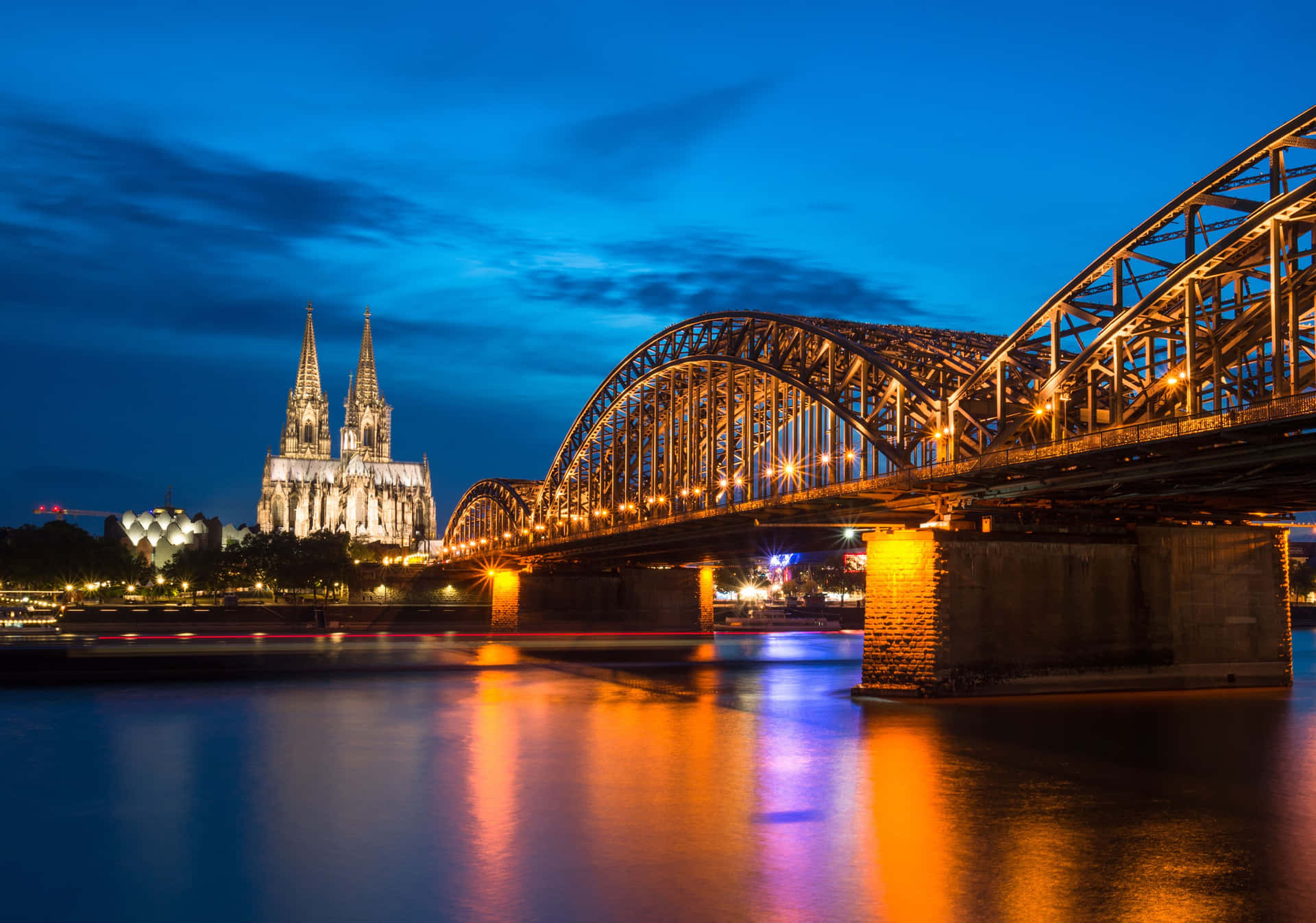 Cologne Cathedral And The Rhine River Wallpaper