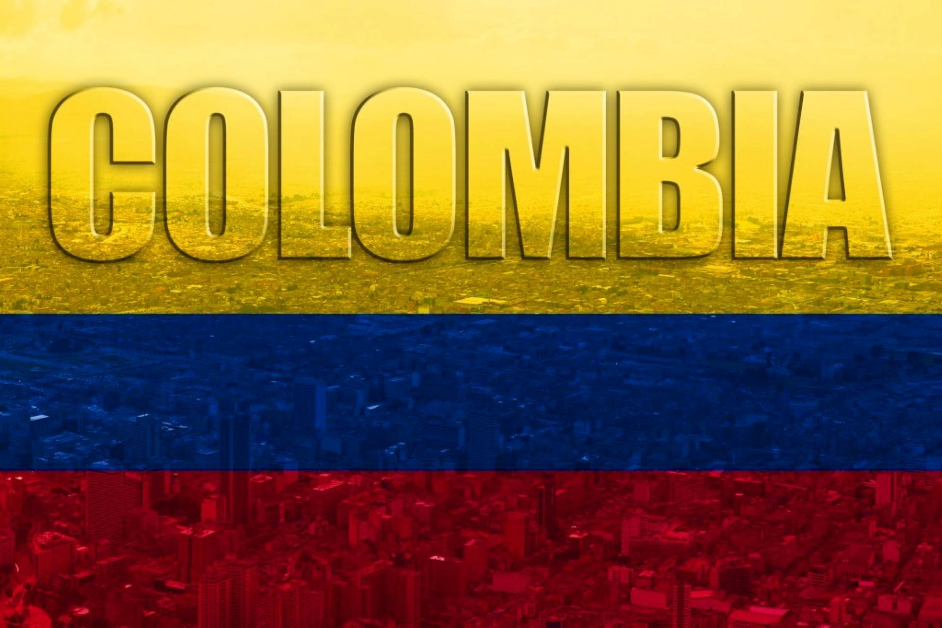 Kolumbiensflaggfärgade Stadsvy. Wallpaper