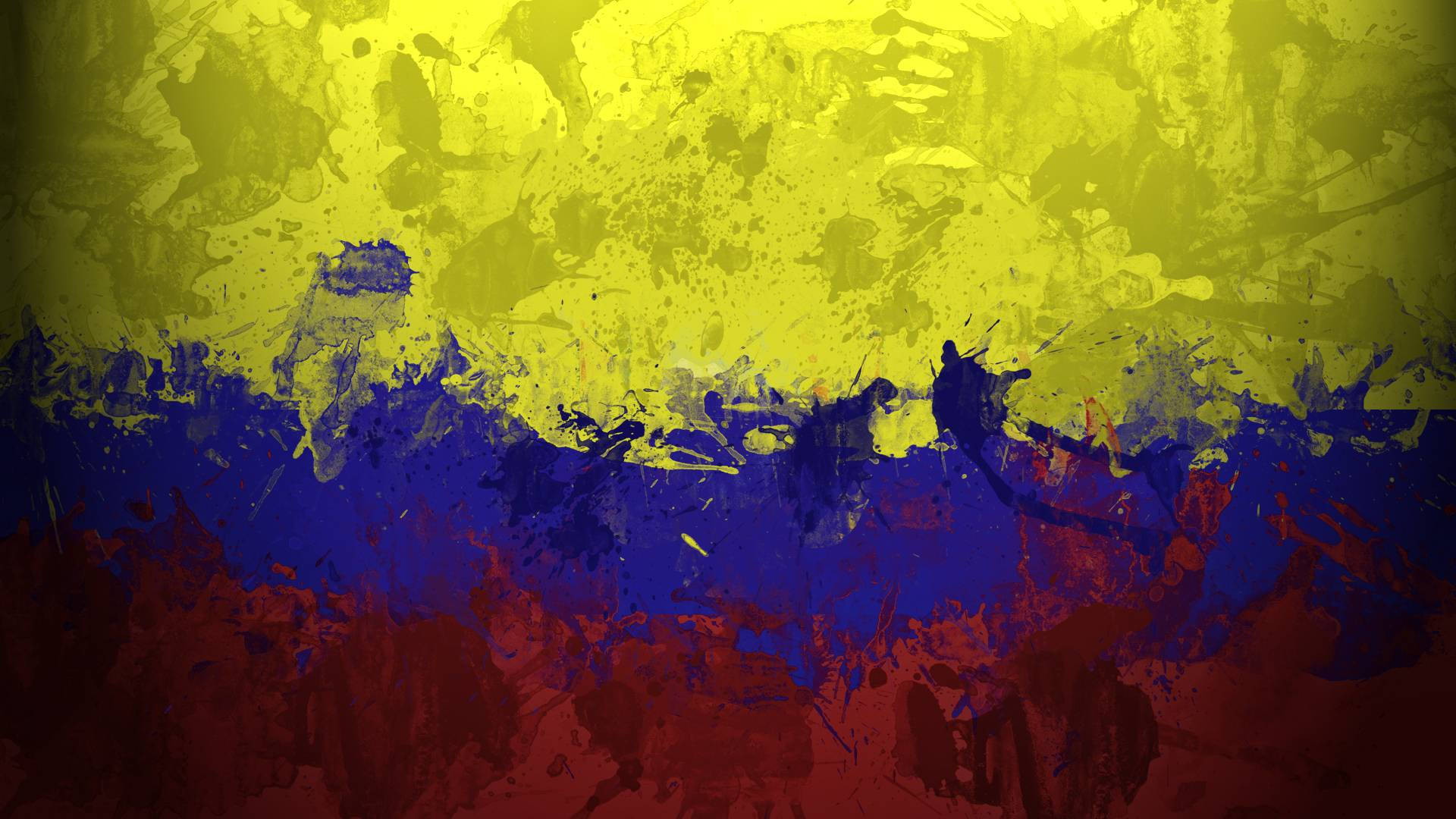 Kolumbianischeflagge Im Farbspritzer Wallpaper