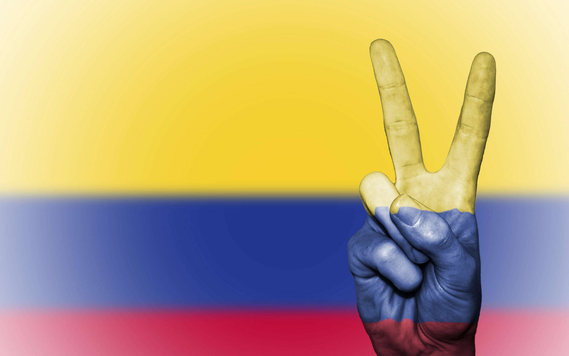 Colombiasflagga Med Ett Freds-tecken. Wallpaper