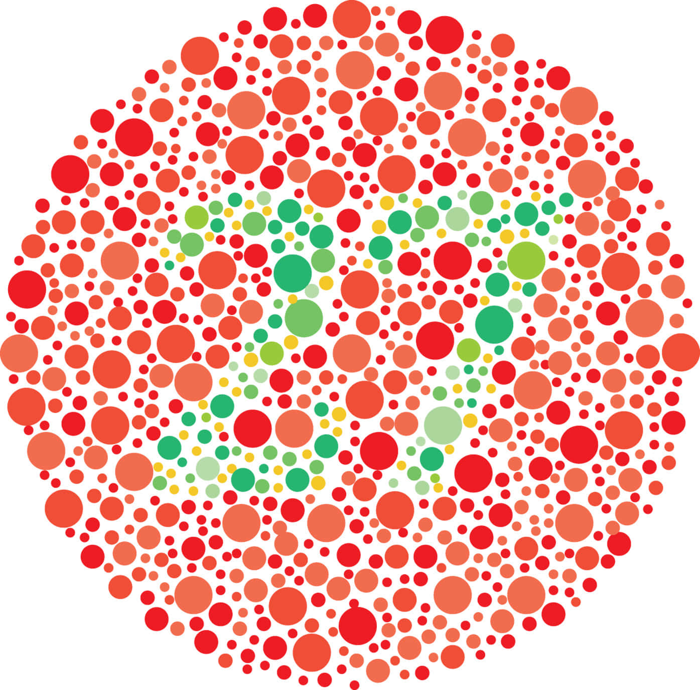 Et rødt og grønt cirkel med prikker