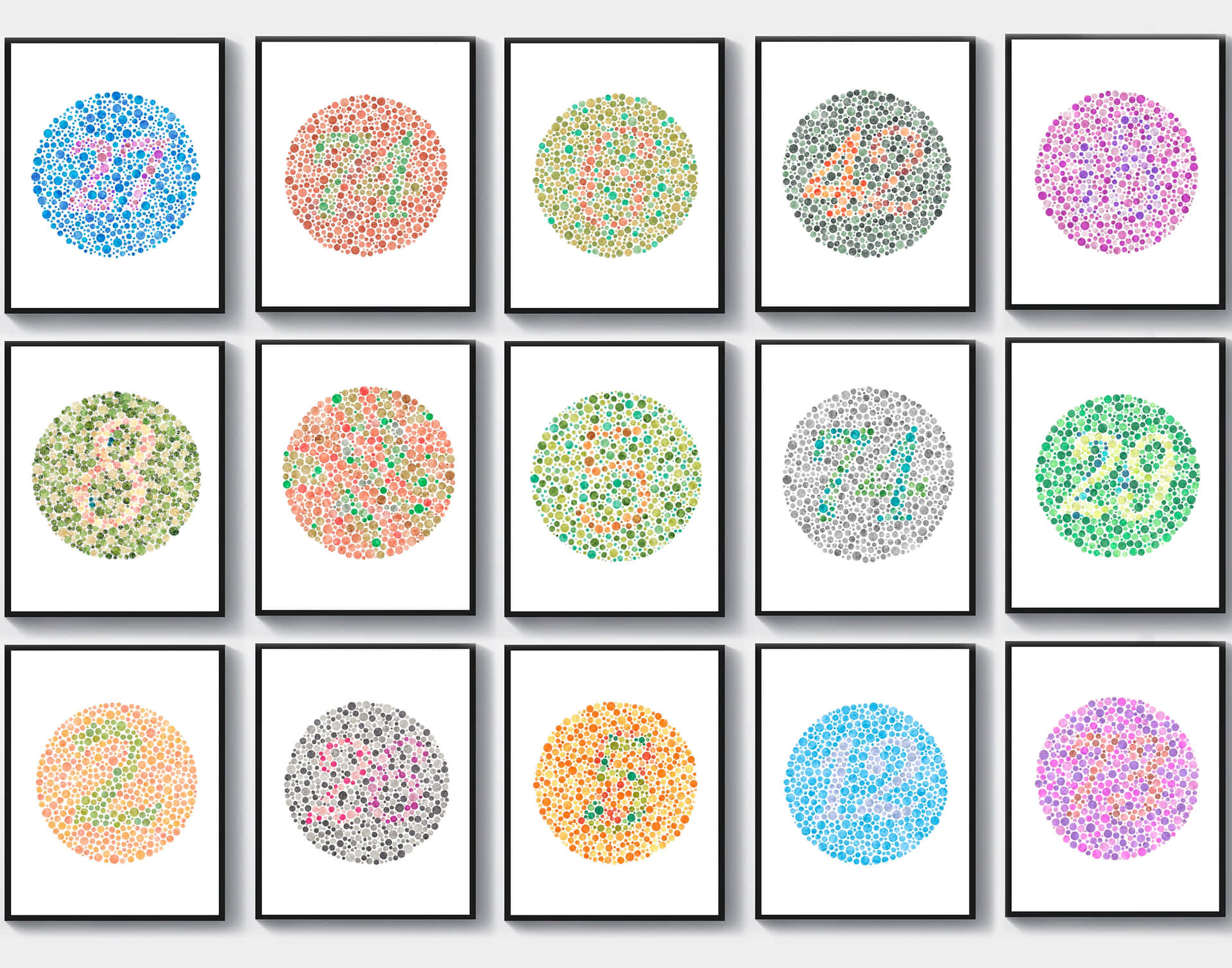 A Set Of Colorful Framed Prints With Numbers