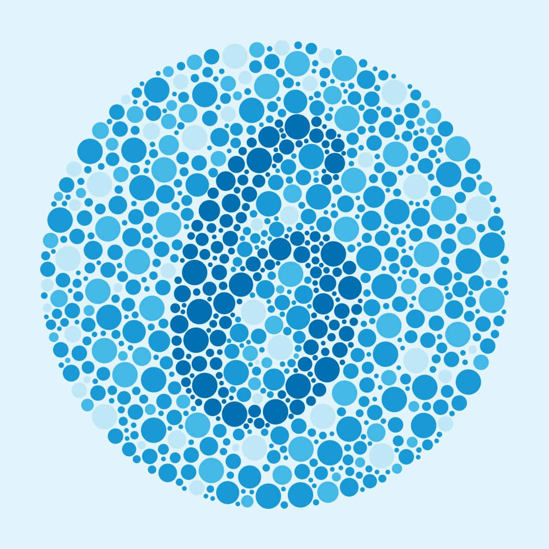 En blå cirkel med prikker i den