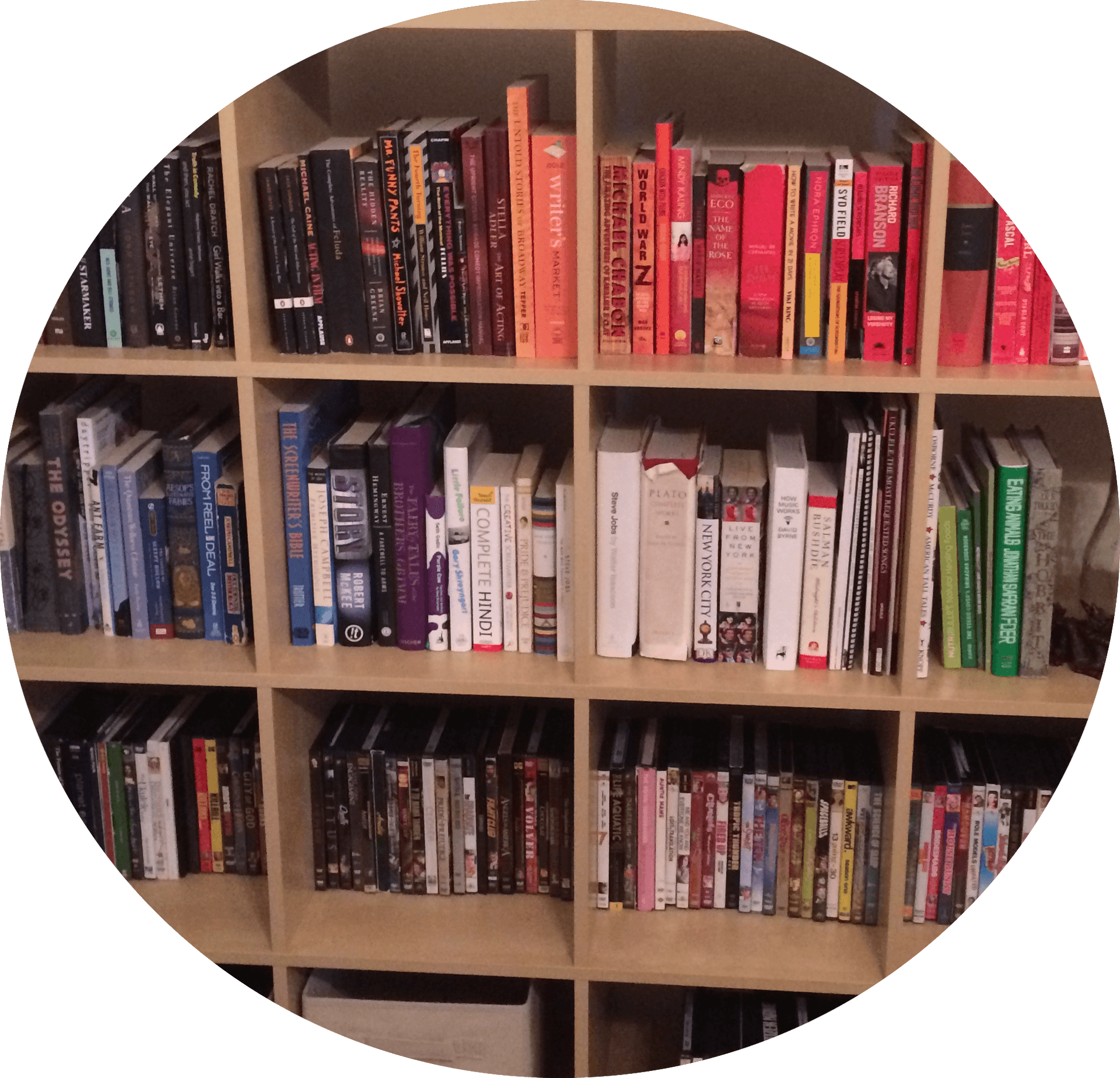 Color Coded Bookshelf Organization PNG