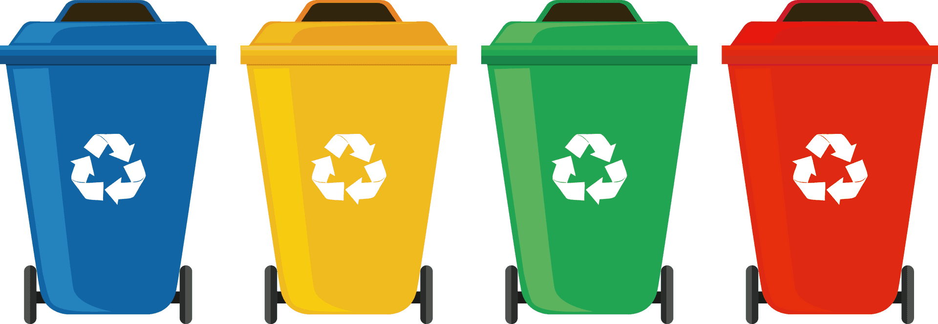 Color Coded Recycling Bins PNG