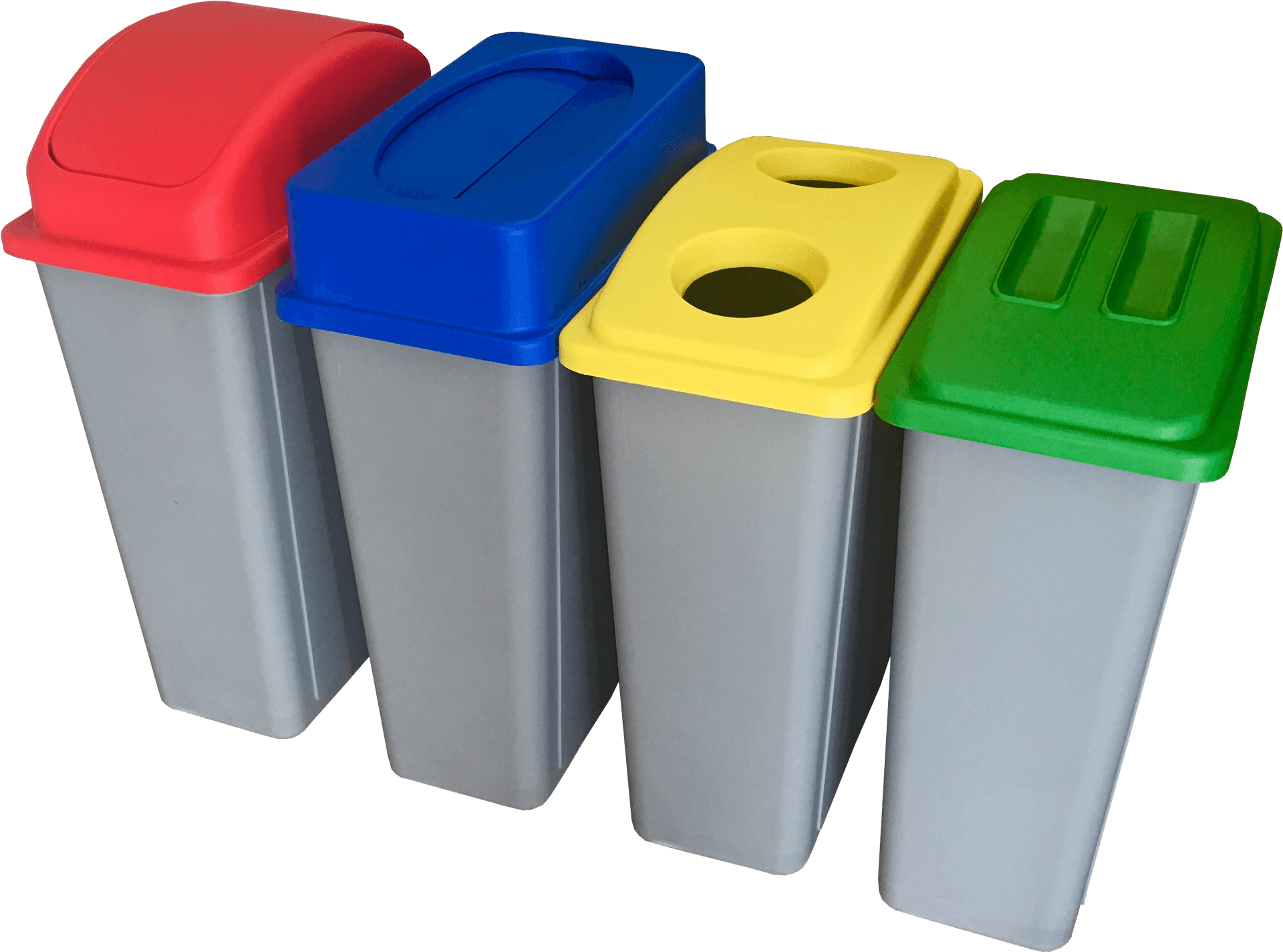 Color Coded Recycling Bins PNG