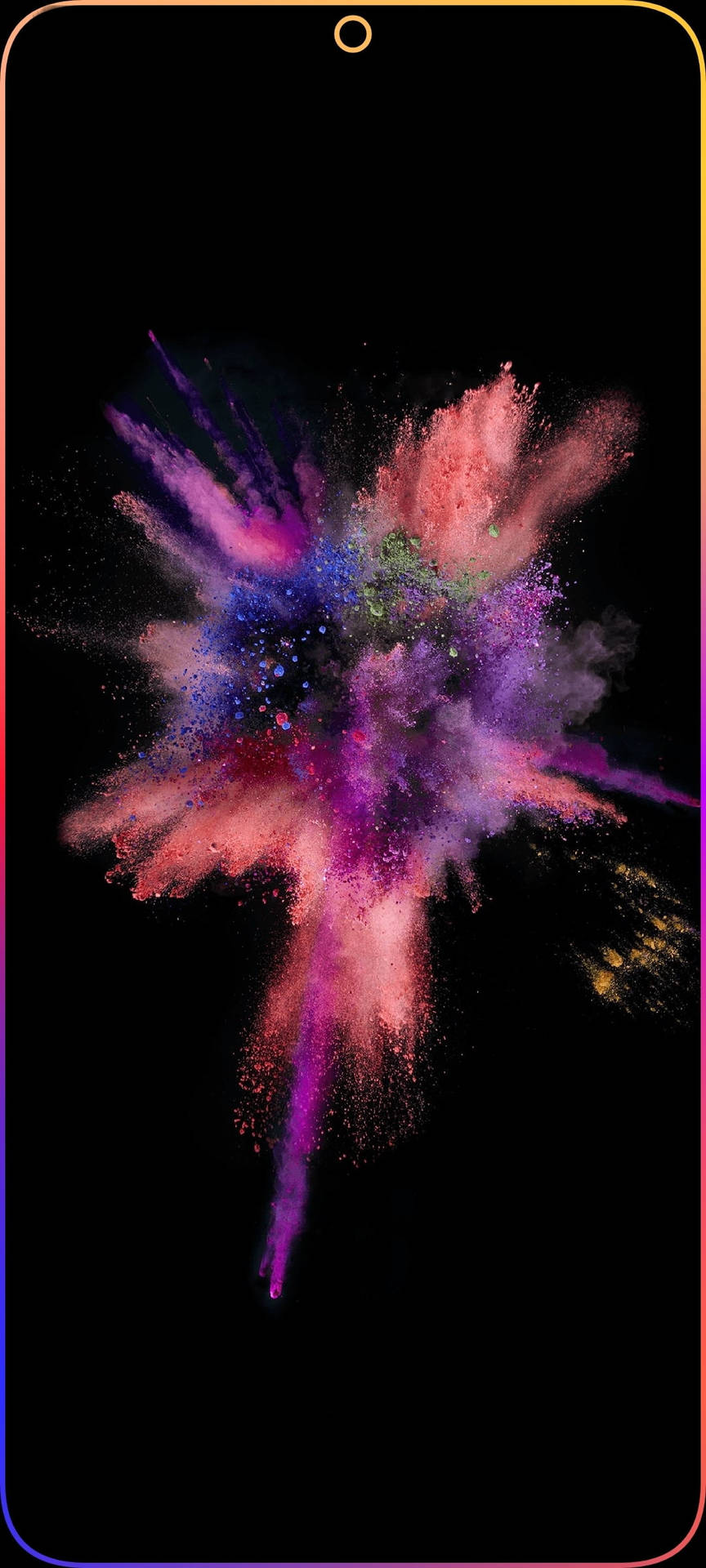 Farveeksplosion Midte Punch Hole Wallpaper Wallpaper