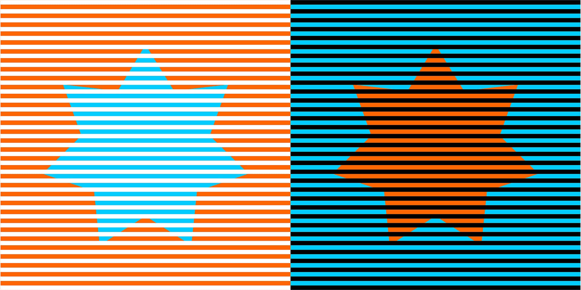 Imagende Ilusión De Color Con Dos Estrellas.